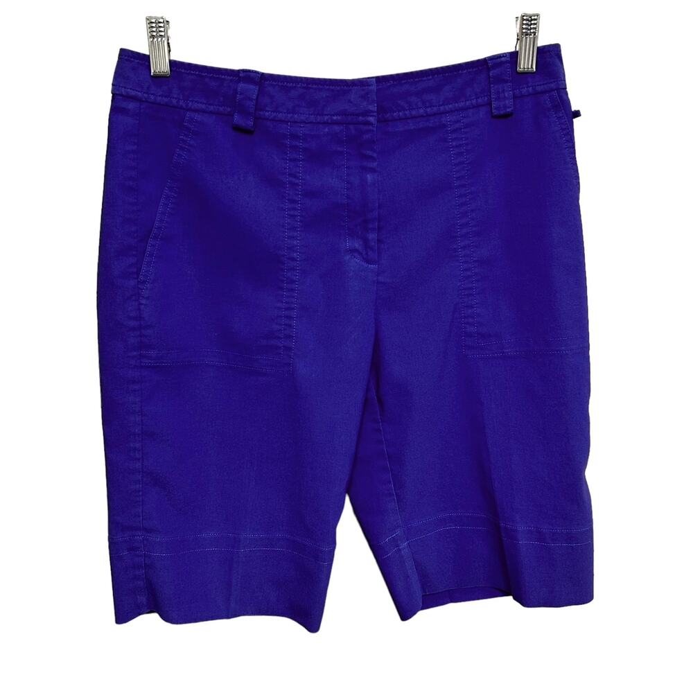 Lija Womens Royal Blue High Rise Golf Bermuda Shorts Size 10